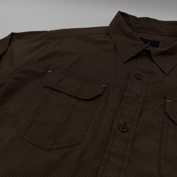 Prana Men’s Button Down Long Sleeve Shirt Large Brown Cotton Blend EUC - Picture 10 of 11